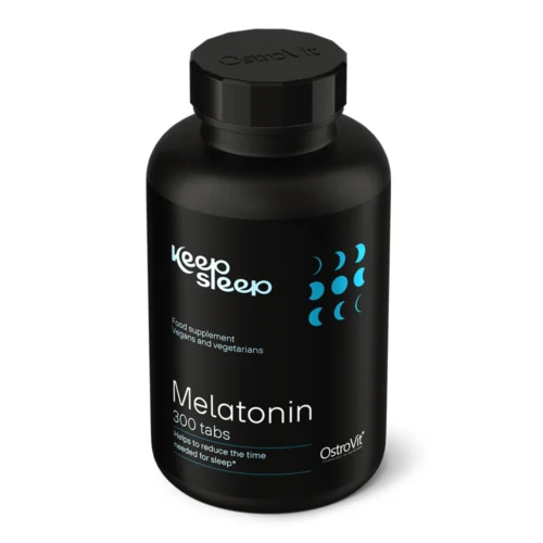 Opakowanie suplementu OstroVit Keep Sleep Melatonina 300 tabletek widziane z góry