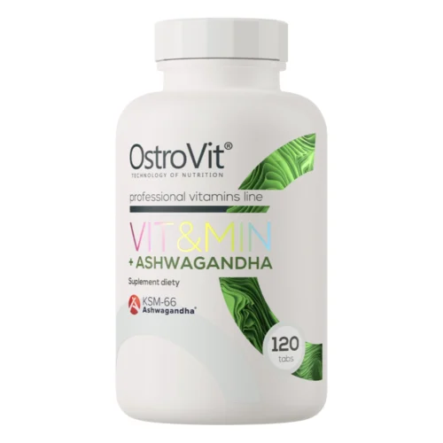 Opakowanie suplementu OstroVit VIT&MIN + Ashwagandha 120 tabletek