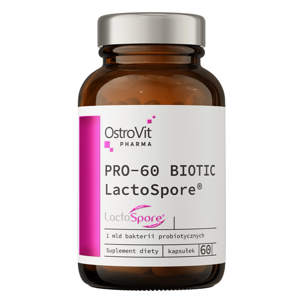 Opakowanie suplementu OstroVit PRO-60 BIOTIC LactoSpore® 60 kapsułek