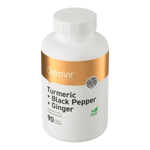 Opakowanie suplementu diety OstroVit Turmeric + Black Pepper + Ginger - 90 tabletek