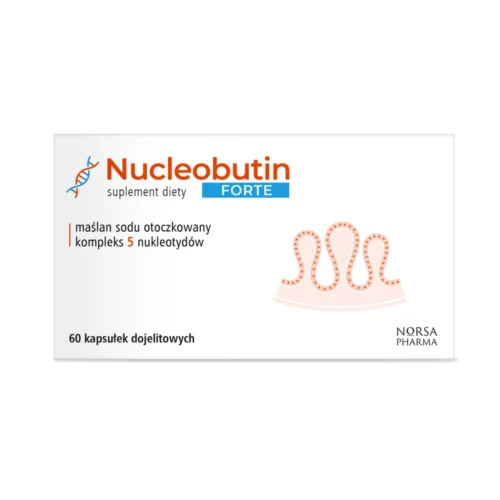 Nucleobutin Forte – suplement diety z otoczkowanym maślanem sodu i kompleksem 5 nukleotydów, 60 kapsułek
