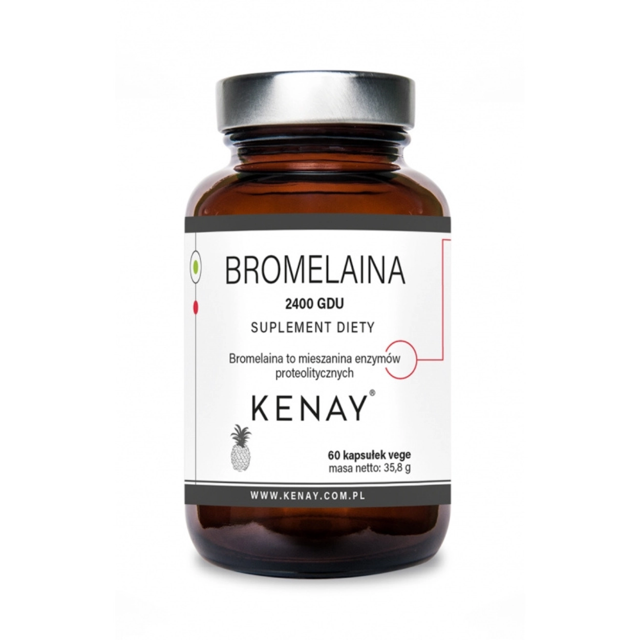 Kenay Bromelaina 2400 GDU 60 kapsułek suplement diety