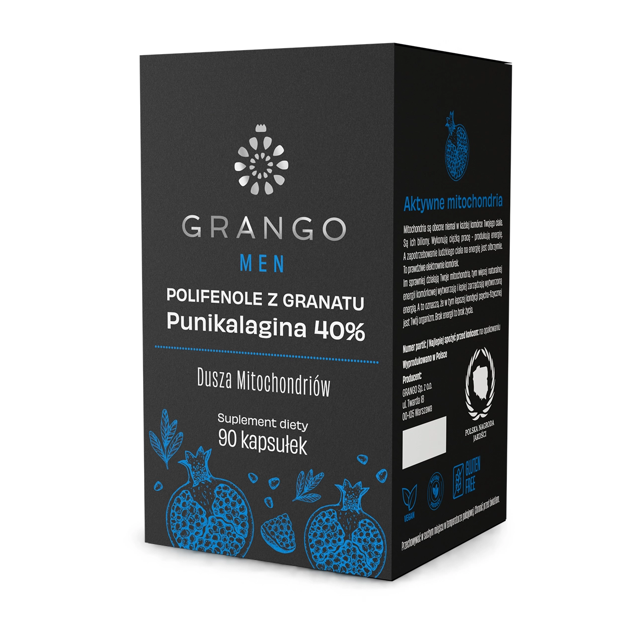 GRANGO MEN 40% punikalaginy – opakowanie suplementu diety 90 kapsułek